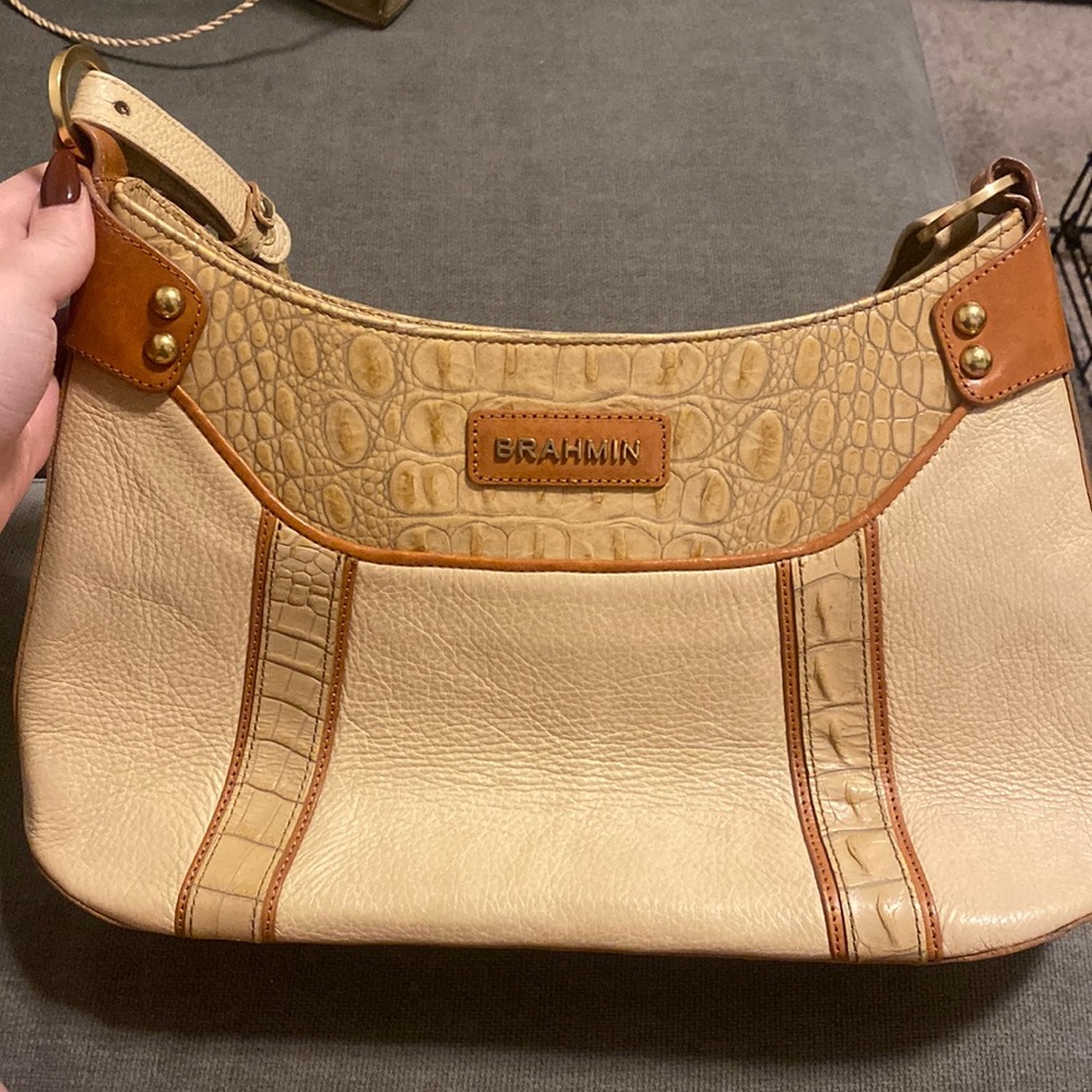 Brahmin Beige Croc Bag